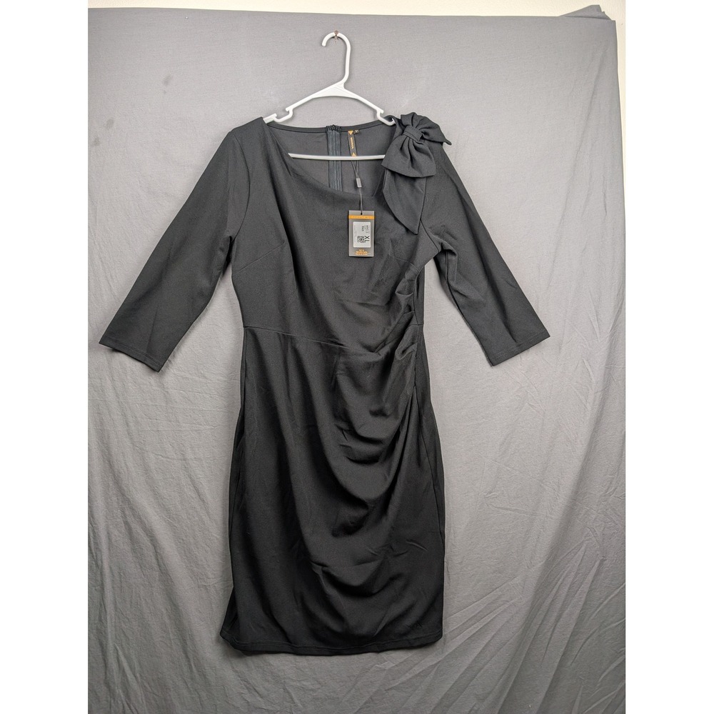 Miusol Womens Vintage Bow Ruched Bodycon Sheath Dress Black XL